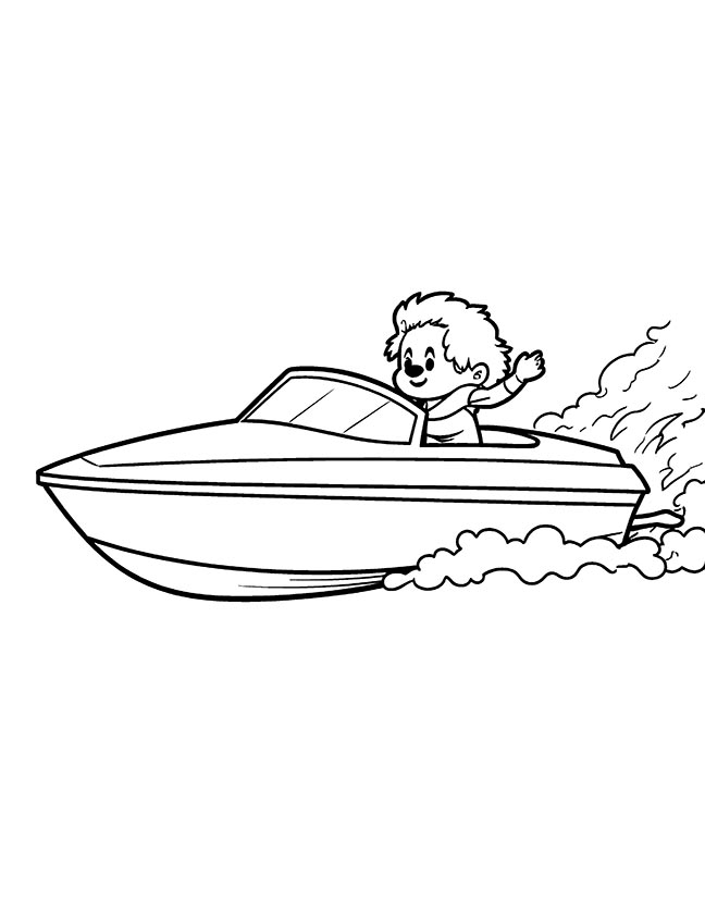 Speed boat coloring page